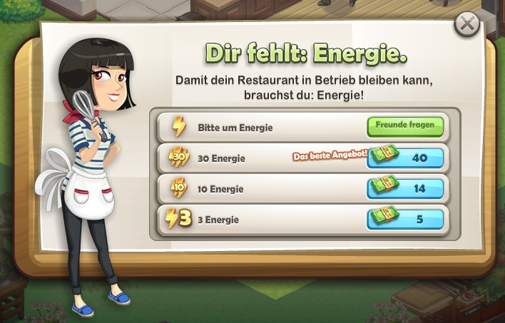 ChefVille Dir fehlt: Energie ChefVille Dir fehlt: Energie