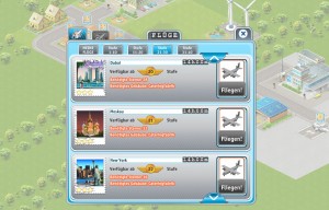 Airport City spielen - Flugziel auswählen