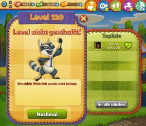 Farm Heroes Saga Level 120 Waschbär Widerlich