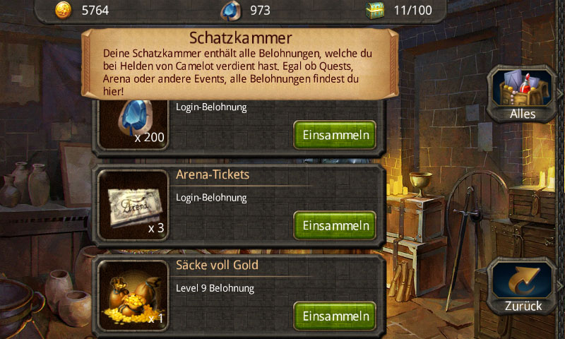Helden von Camelot Tipps Schatzkammer