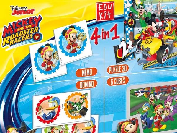 Bild zu Alle Brettspiele-Spiel Edukit 4 in 1: Mickey and the Roadster Racers